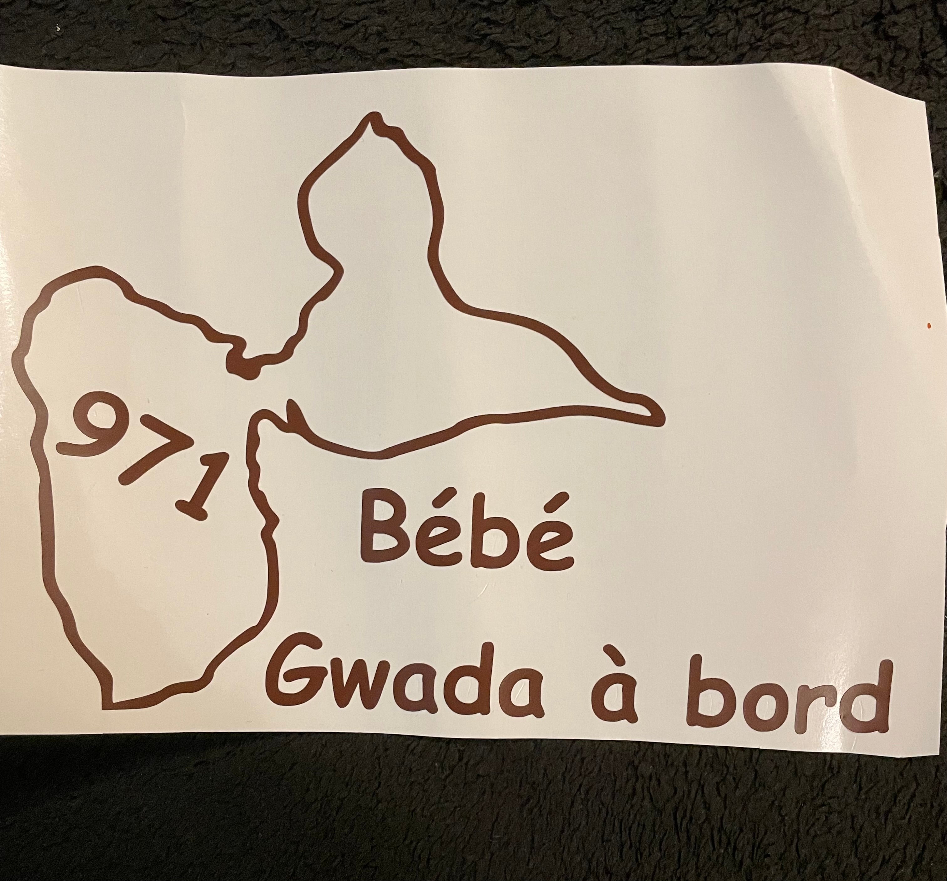 Sticker Voiture "Bébé Gwada à Bord" - Carte de Guadeloupe
