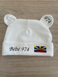 Bonnet bébé "Bébé 974" avec Drapeau Réunionnais